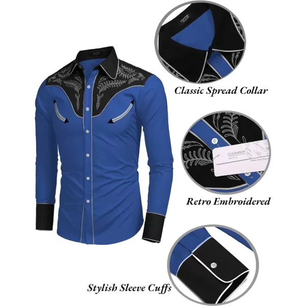 COOFANDY Men's Western Cowboy Shirt Casual Long Sleeve Button Down Cotton Shirts