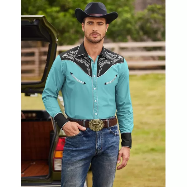 COOFANDY Men's Western Cowboy Shirt Casual Long Sleeve Button Down Cotton Shirts