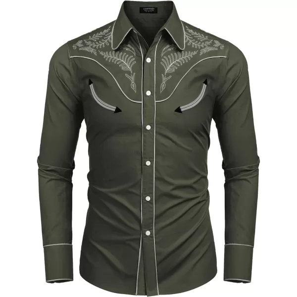 COOFANDY Men's Western Cowboy Shirt Casual Long Sleeve Button Down Cotton Shirts