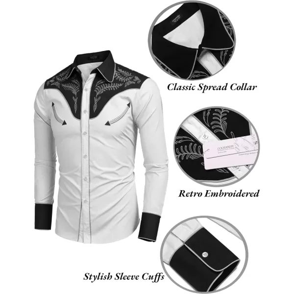 COOFANDY Men's Western Cowboy Shirt Casual Long Sleeve Button Down Cotton Shirts