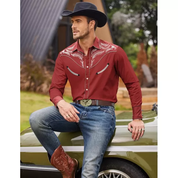COOFANDY Men's Western Cowboy Shirt Casual Long Sleeve Button Down Cotton Shirts
