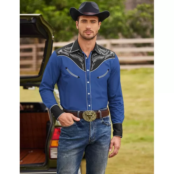 COOFANDY Men's Western Cowboy Shirt Casual Long Sleeve Button Down Cotton Shirts