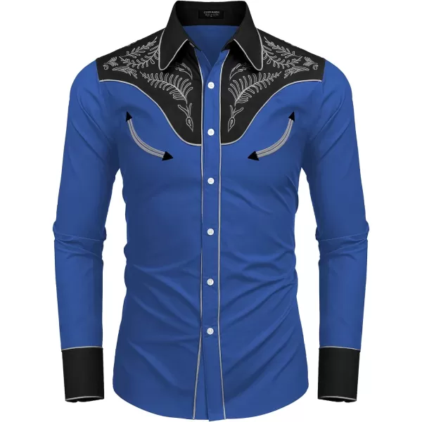 COOFANDY Men's Western Cowboy Shirt Casual Long Sleeve Button Down Cotton Shirts