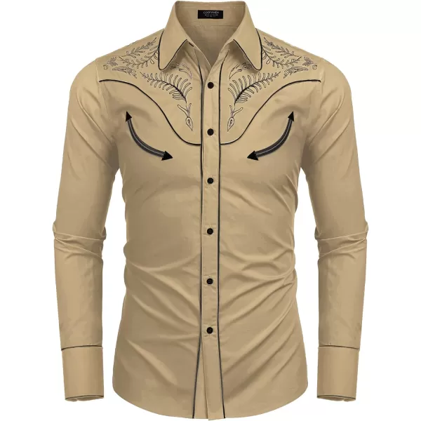 COOFANDY Men's Western Cowboy Shirt Casual Long Sleeve Button Down Cotton Shirts