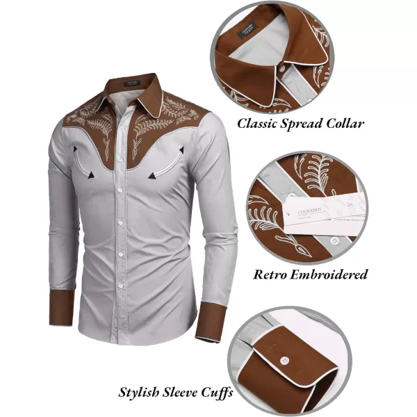 COOFANDY Men's Western Cowboy Shirt Casual Long Sleeve Button Down Cotton Shirts