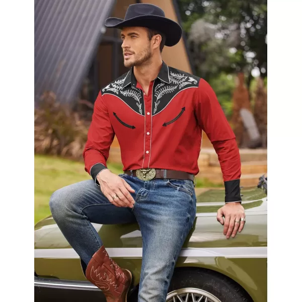 COOFANDY Men's Western Cowboy Shirt Casual Long Sleeve Button Down Cotton Shirts