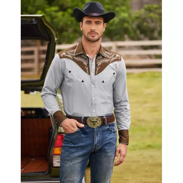 COOFANDY Men's Western Cowboy Shirt Casual Long Sleeve Button Down Cotton Shirts