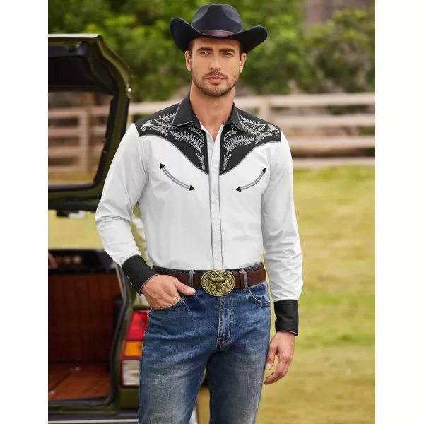 COOFANDY Men's Western Cowboy Shirt Casual Long Sleeve Button Down Cotton Shirts