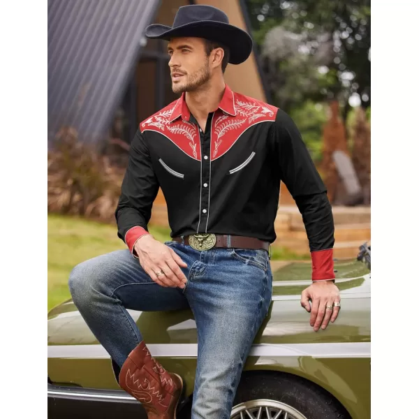 COOFANDY Men's Western Cowboy Shirt Casual Long Sleeve Button Down Cotton Shirts