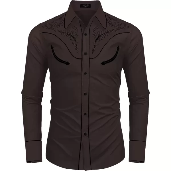 COOFANDY Men's Western Cowboy Shirt Casual Long Sleeve Button Down Cotton Shirts