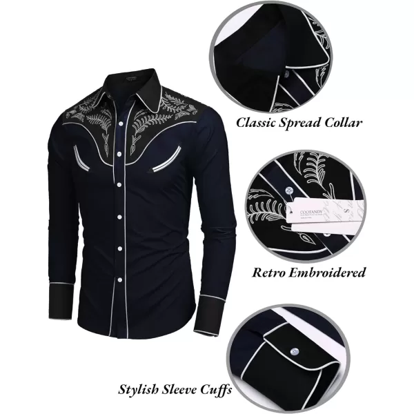 COOFANDY Men's Western Cowboy Shirt Casual Long Sleeve Button Down Cotton Shirts