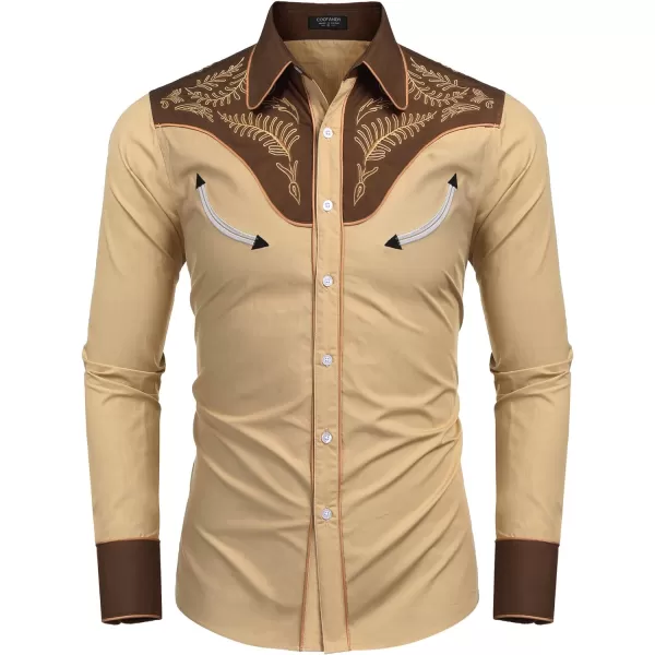 COOFANDY Men's Western Cowboy Shirt Casual Long Sleeve Button Down Cotton Shirts