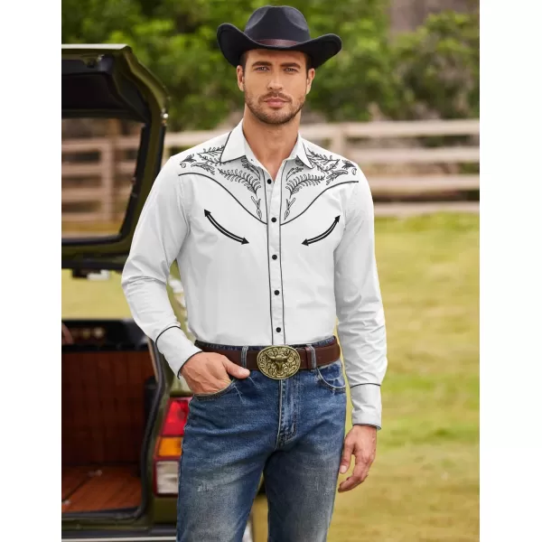 COOFANDY Men's Western Cowboy Shirt Casual Long Sleeve Button Down Cotton Shirts