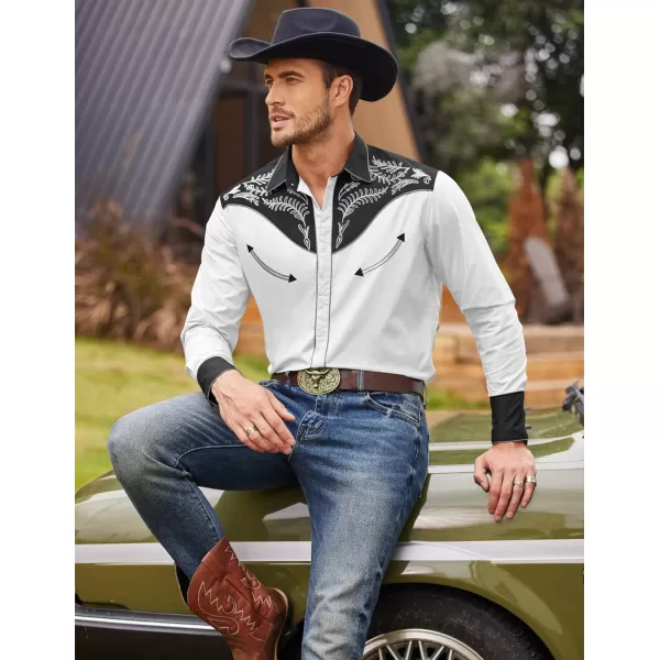 COOFANDY Men's Western Cowboy Shirt Casual Long Sleeve Button Down Cotton Shirts