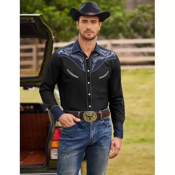 COOFANDY Men's Western Cowboy Shirt Casual Long Sleeve Button Down Cotton Shirts