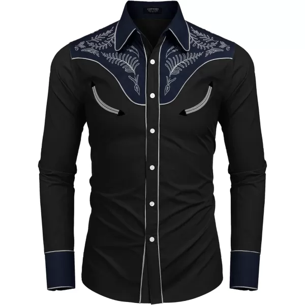 COOFANDY Men's Western Cowboy Shirt Casual Long Sleeve Button Down Cotton Shirts
