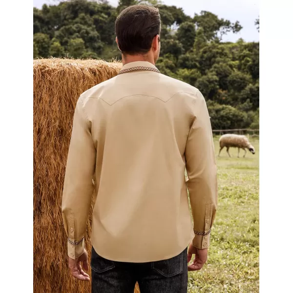 COOFANDY Men's Western Cowboy Shirt Embroidered Long Sleeve Casual Cotton Snap Button Down Shirts with Pockets