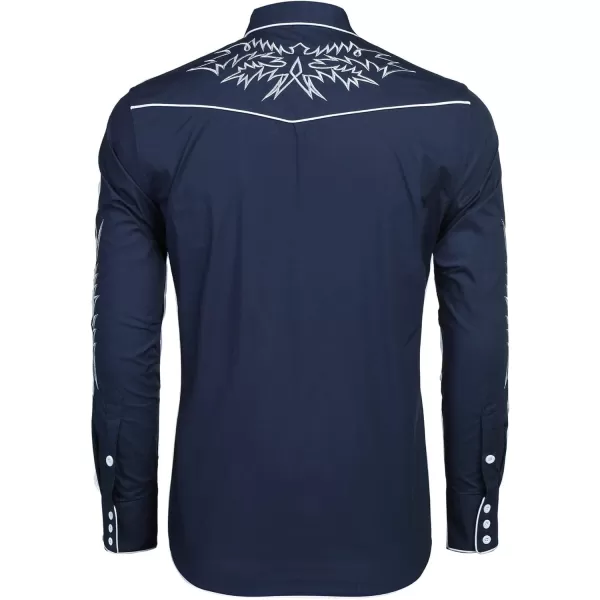 COOFANDY Men's Western Cowboy Shirt Embroidered Long Sleeve Cotton Casual Button Down Shirt