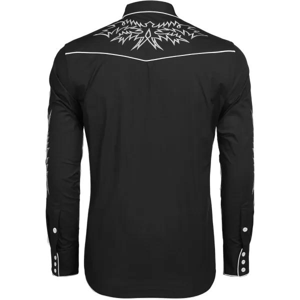 COOFANDY Men's Western Cowboy Shirt Embroidered Long Sleeve Cotton Casual Button Down Shirt