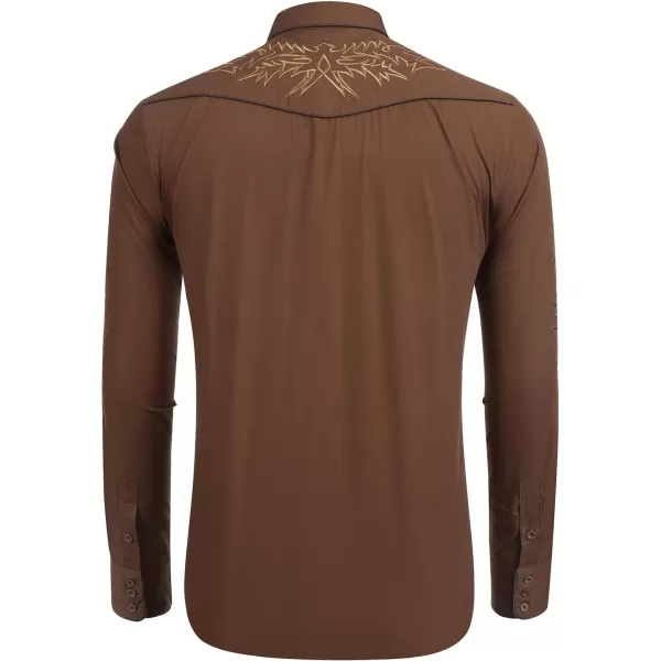 COOFANDY Men's Western Cowboy Shirt Embroidered Long Sleeve Cotton Casual Button Down Shirt