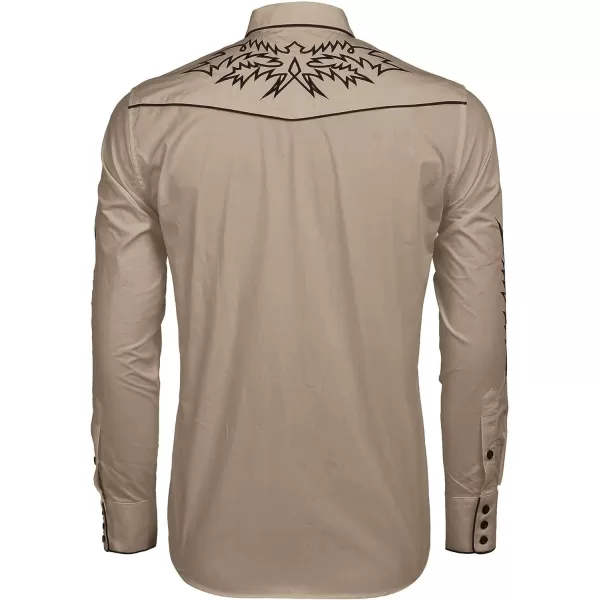 COOFANDY Men's Western Cowboy Shirt Embroidered Long Sleeve Cotton Casual Button Down Shirt
