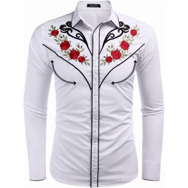 COOFANDY Men's Western Cowboy Shirt Embroidered Long Sleeve Cotton Casual Button Down Shirt)