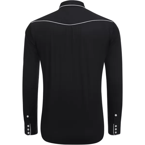 COOFANDY Men's Western Cowboy Shirt Embroidered Long Sleeve Cotton Casual Button Down Shirt