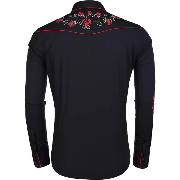 COOFANDY Men's Western Cowboy Shirt Embroidered Long Sleeve Cotton Casual Button Down Shirt)