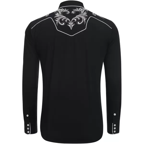 COOFANDY Men's Western Cowboy Shirt Embroidered Long Sleeve Cotton Casual Button Down Shirt)