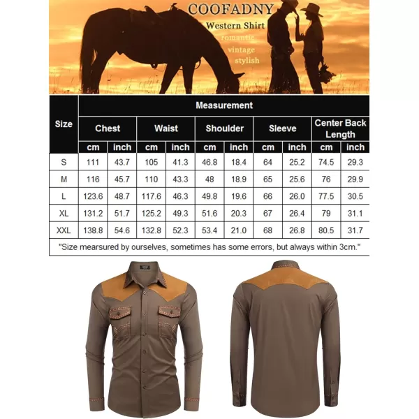 COOFANDY Men's Western Cowboy Shirt Embroidered Long Sleeve Slim Fit Casual Cotton Button Down Hippie Shirts with Pockets