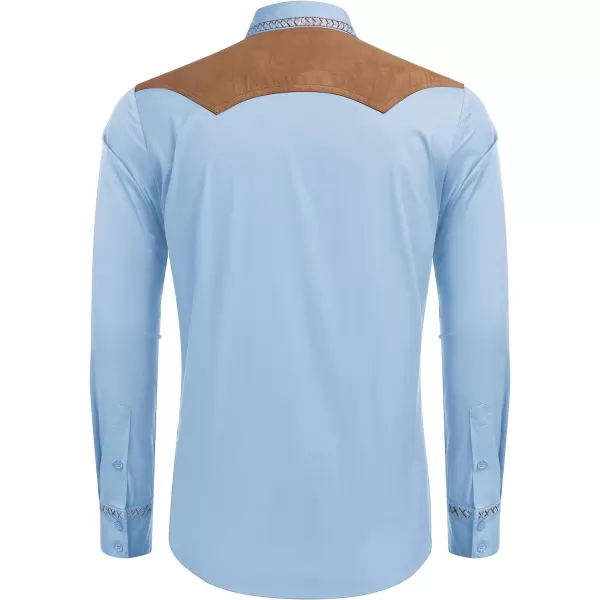 COOFANDY Men's Western Cowboy Shirt Embroidered Long Sleeve Slim Fit Casual Cotton Button Down Hippie Shirts with Pockets