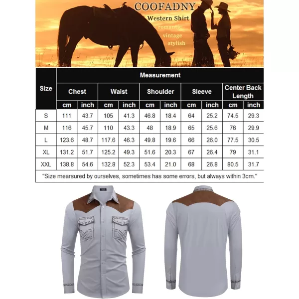 COOFANDY Men's Western Cowboy Shirt Embroidered Long Sleeve Slim Fit Casual Cotton Button Down Hippie Shirts with Pockets