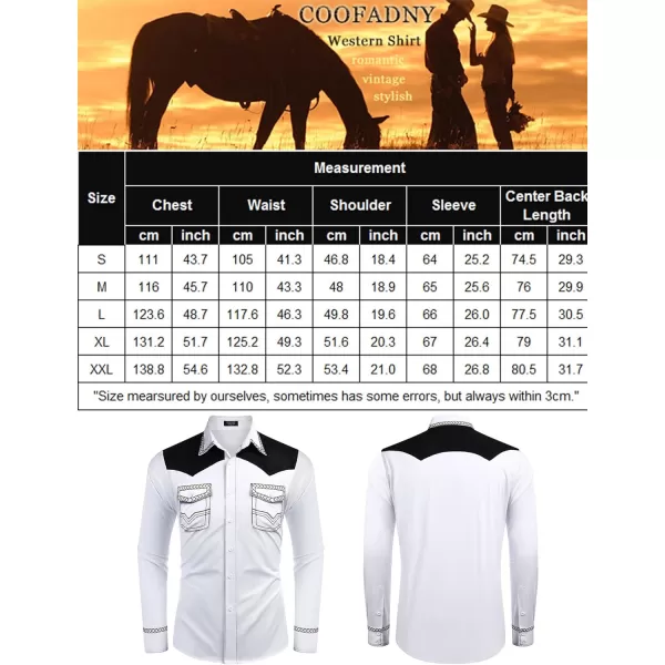 COOFANDY Men's Western Cowboy Shirt Embroidered Long Sleeve Slim Fit Casual Cotton Button Down Hippie Shirts with Pockets
