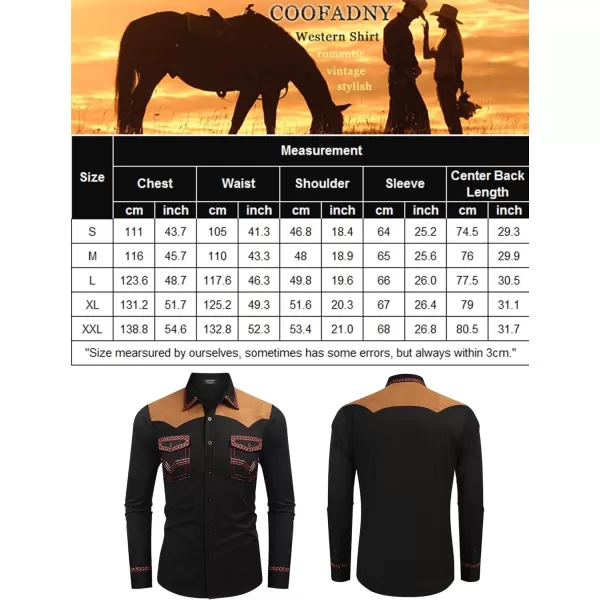 COOFANDY Men's Western Cowboy Shirt Embroidered Long Sleeve Slim Fit Casual Cotton Button Down Hippie Shirts with Pockets