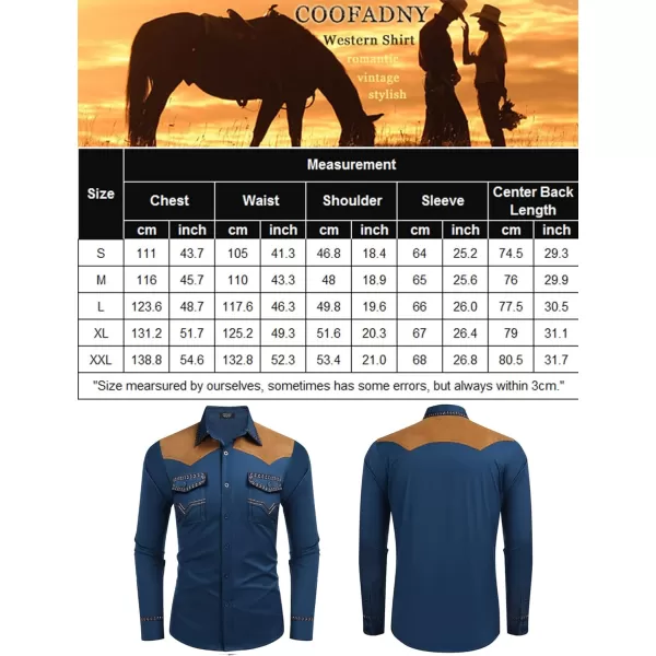 COOFANDY Men's Western Cowboy Shirt Embroidered Long Sleeve Slim Fit Casual Cotton Button Down Hippie Shirts with Pockets