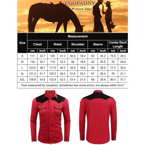 COOFANDY Men's Western Cowboy Shirt Embroidered Long Sleeve Slim Fit Casual Cotton Button Down Hippie Shirts with Pockets