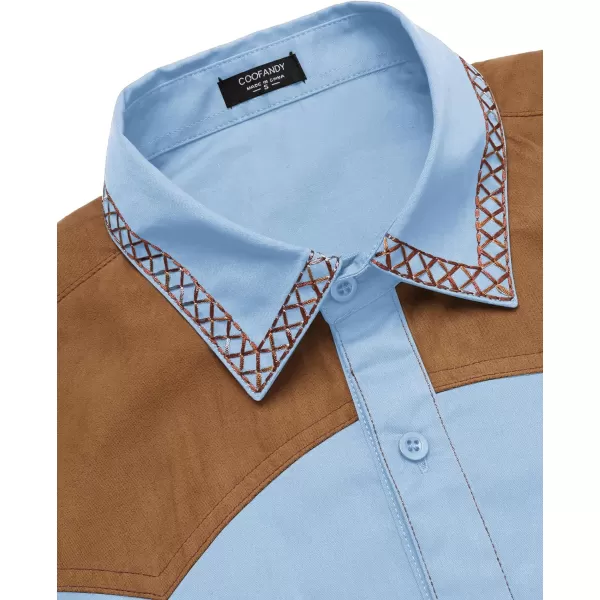 COOFANDY Men's Western Cowboy Shirt Embroidered Long Sleeve Slim Fit Casual Cotton Button Down Hippie Shirts with Pockets