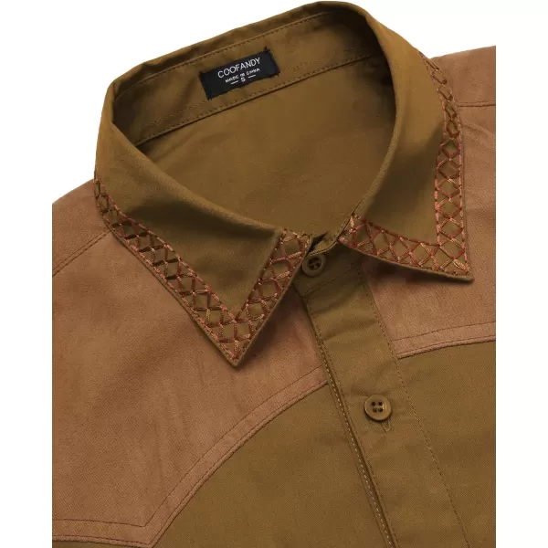 COOFANDY Men's Western Cowboy Shirt Embroidered Long Sleeve Slim Fit Casual Cotton Button Down Hippie Shirts with Pockets