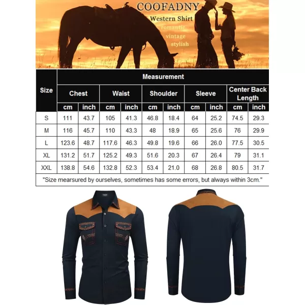 COOFANDY Men's Western Cowboy Shirt Embroidered Long Sleeve Slim Fit Casual Cotton Button Down Hippie Shirts with Pockets