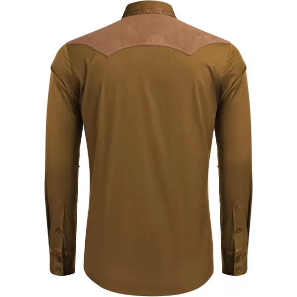 COOFANDY Men's Western Cowboy Shirt Embroidered Long Sleeve Slim Fit Casual Cotton Button Down Hippie Shirts with Pockets