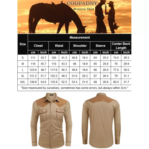COOFANDY Men's Western Cowboy Shirt Embroidered Long Sleeve Slim Fit Casual Cotton Button Down Hippie Shirts with Pockets