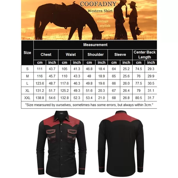 COOFANDY Men's Western Cowboy Shirt Embroidered Long Sleeve Slim Fit Casual Cotton Button Down Hippie Shirts with Pockets