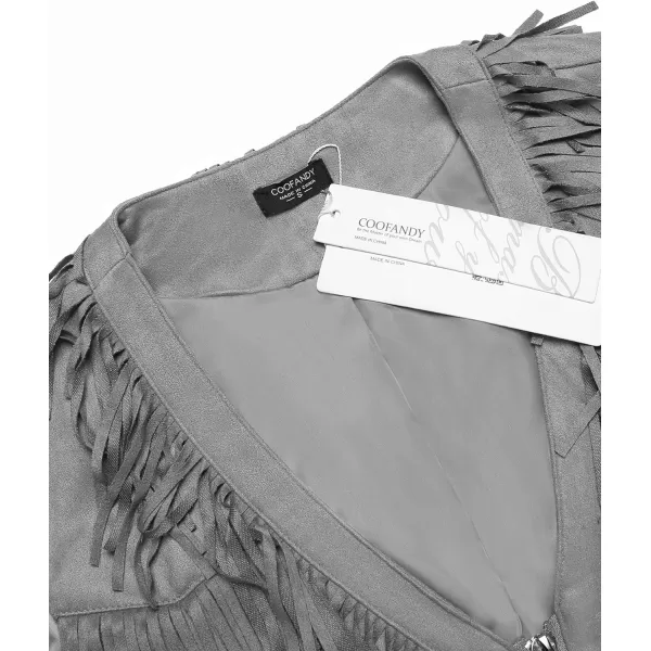COOFANDY Men's Western Cowboy Vest Casual Fringe Hippie Costume V Neck Zipper Suede Leather Waistcoat