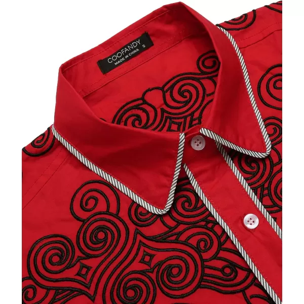 COOFANDY Men's Western Shirts Long Sleeve Slim Fit Embroideres Cowboy Casual Button Down Shirt
