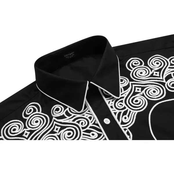 COOFANDY Men's Western Shirts Long Sleeve Slim Fit Embroideres Cowboy Casual Button Down Shirt)