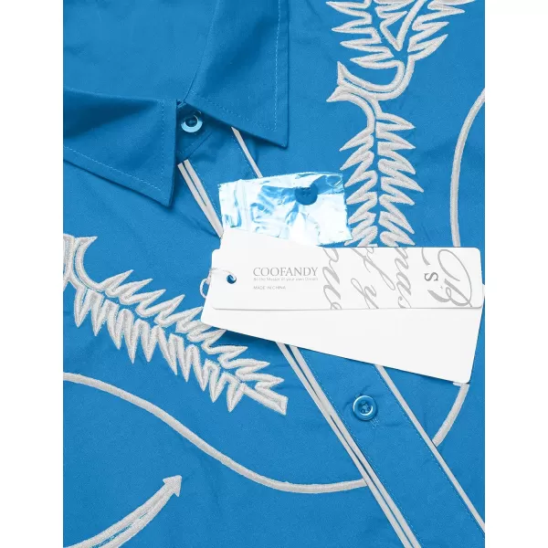 COOFANDY Men's Western Shirts Long Sleeve Slim Fit Embroideres Cowboy Casual Button Down Shirt