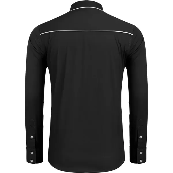COOFANDY Men's Western Shirts Long Sleeve Slim Fit Embroideres Cowboy Casual Button Down Shirt)