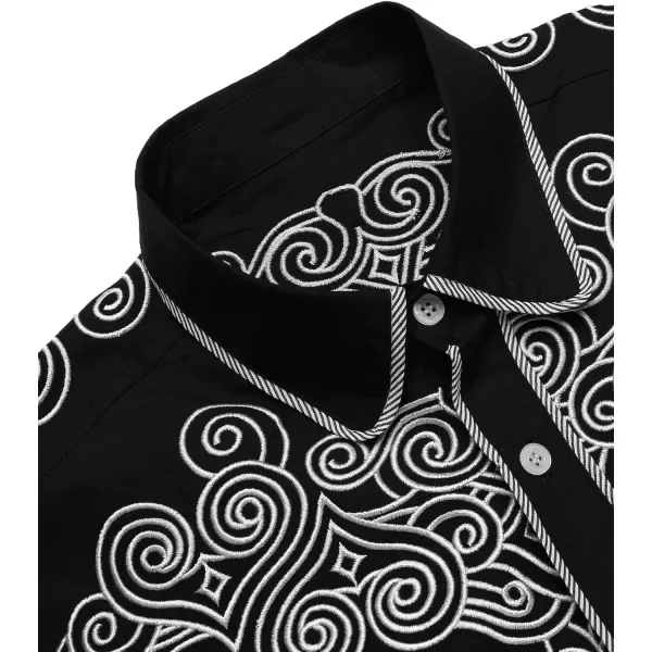 COOFANDY Men's Western Shirts Long Sleeve Slim Fit Embroideres Cowboy Casual Button Down Shirt