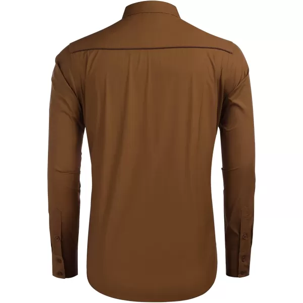COOFANDY Men's Western Shirts Long Sleeve Slim Fit Embroideres Cowboy Casual Button Down Shirt