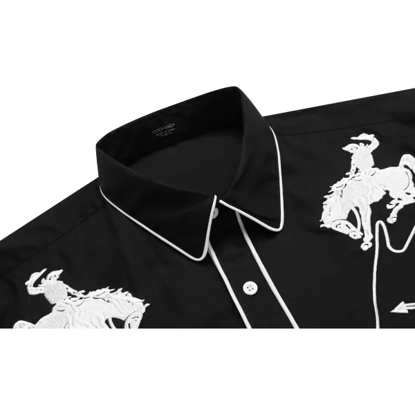 COOFANDY Men's Western Shirts Long Sleeve Slim Fit Embroideres Cowboy Casual Button Down Shirt)